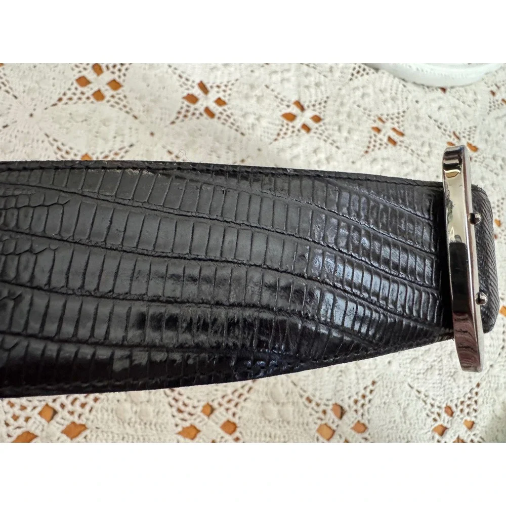 Ellen Tracy Black Embossed Leather Belt‎ Sz M